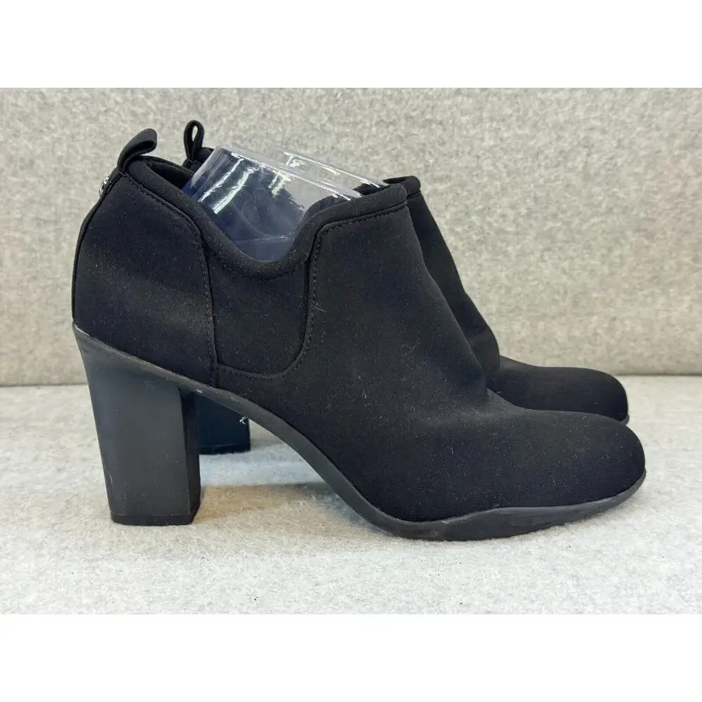 AK Anne Klein Sport Kerry - Black Round Toe PULL ON Ankle Bootie Heels - 10M